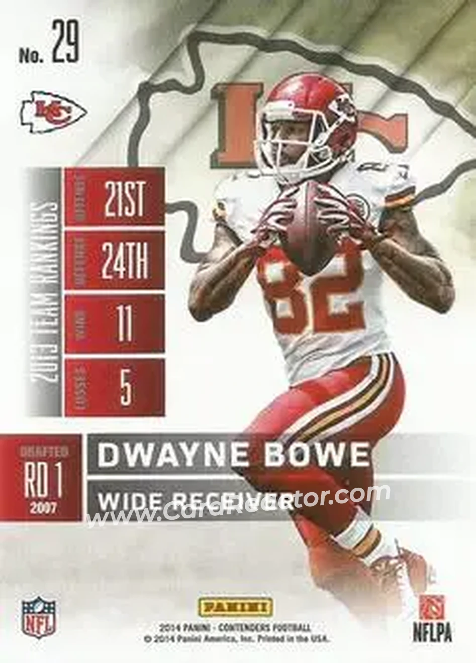 2014 Panini Contenders #29 - Dwayne Bowe - Kansas City Chiefs - Back