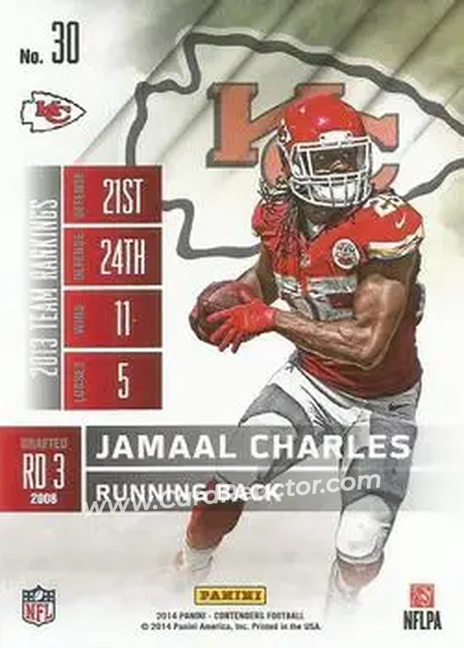 2014 Panini Contenders #30 - Jamaal Charles - Kansas City Chiefs - Back