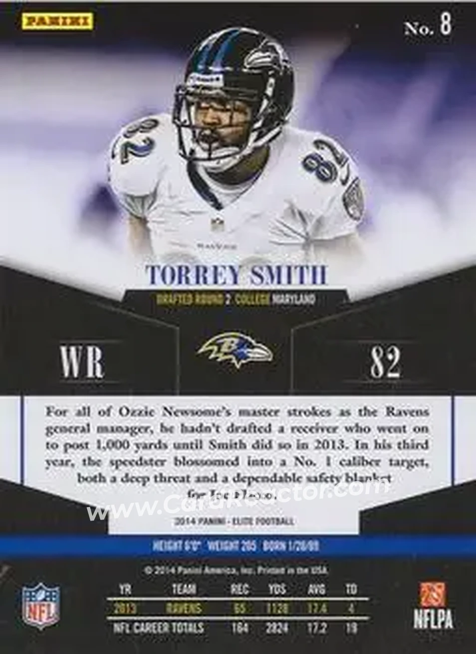 2014 Panini Elite #8 - Torrey Smith - Baltimore Ravens - Back