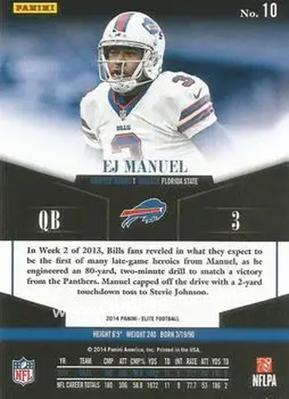2014 Panini Elite #10 - EJ Manuel - Buffalo Bills - Back