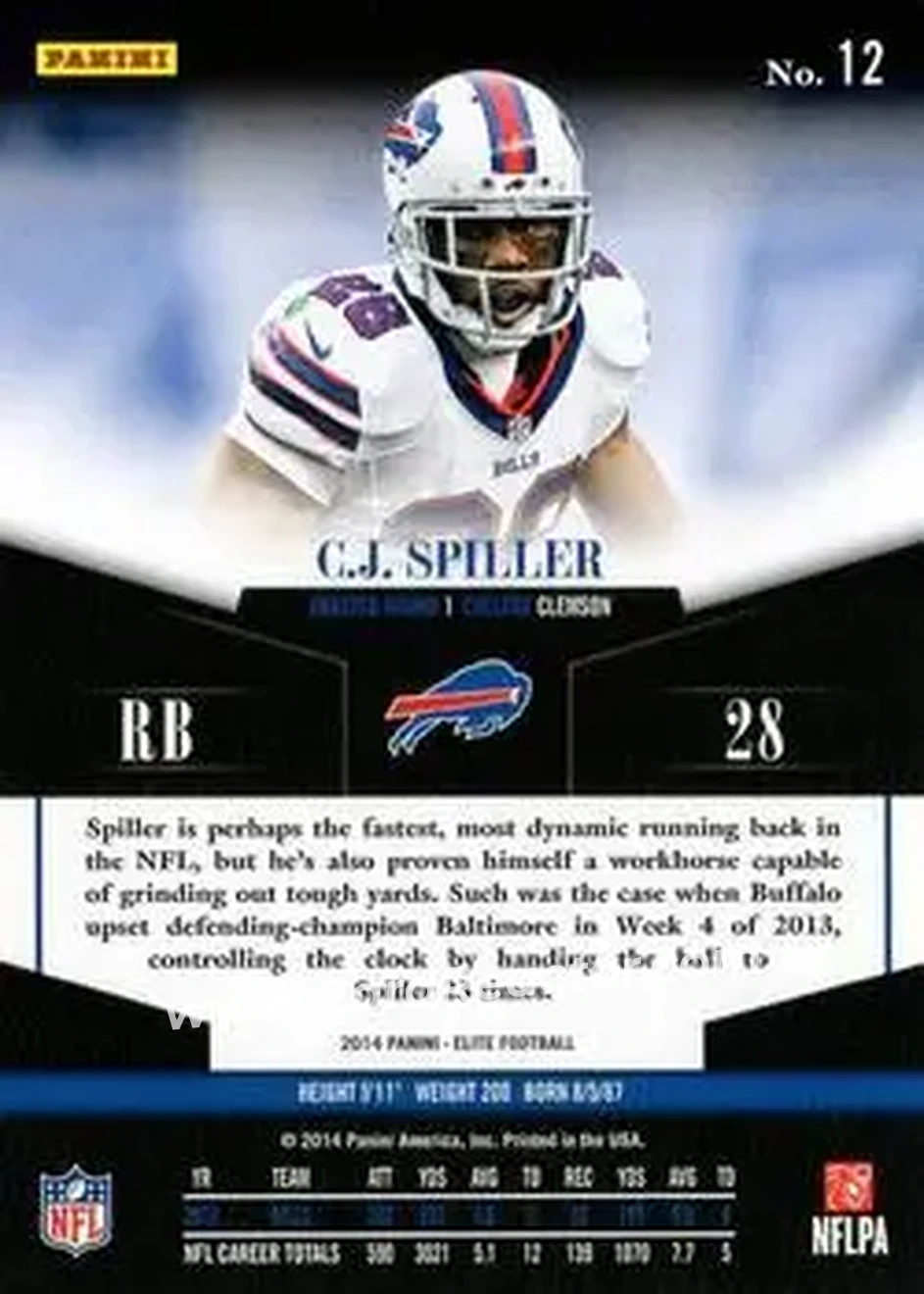 2014 Panini Elite #12 - C.J. Spiller - Buffalo Bills - Back