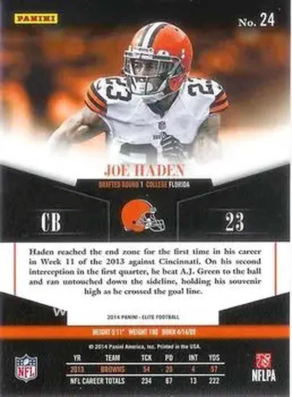 2014 Panini Elite #24 - Joe Haden - Cleveland Browns - Back