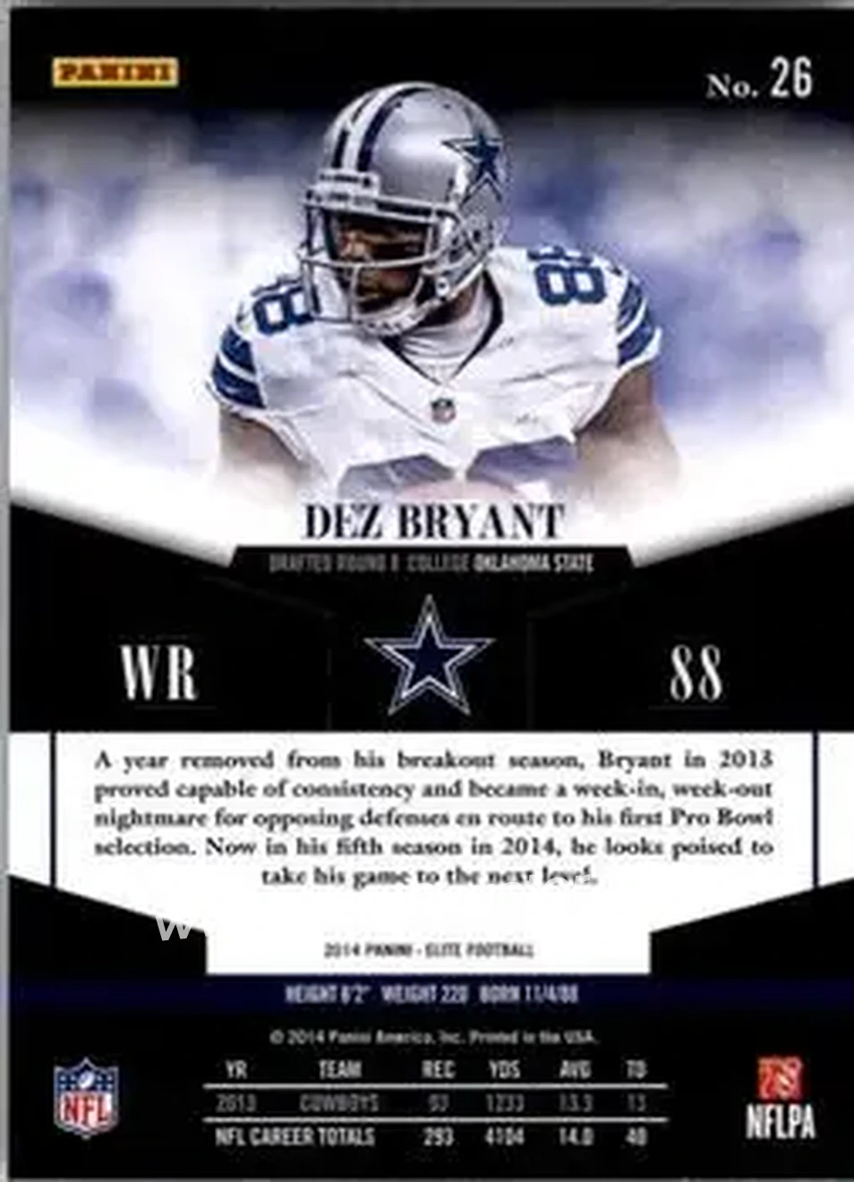 2014 Panini Elite #26 - Dez Bryant - Dallas Cowboys - Back