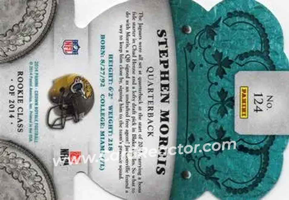 2014 Panini Crown Royale #124 - Stephen Morris - Jacksonville Jaguars - Back