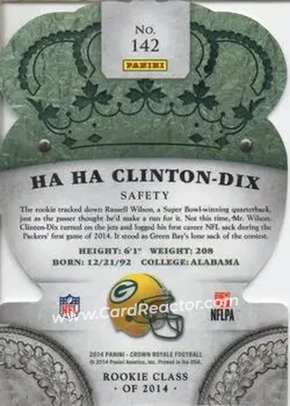 2014 Panini Crown Royale #142 - Ha Ha Clinton-Dix - Green Bay Packers - Back