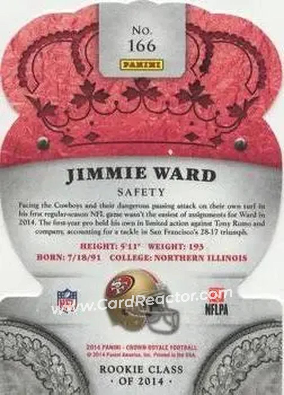 2014 Panini Crown Royale #166 - Jimmie Ward - San Francisco 49ers - Back