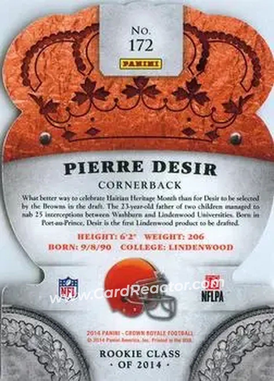 2014 Panini Crown Royale #172 - Pierre Desir - Cleveland Browns - Back