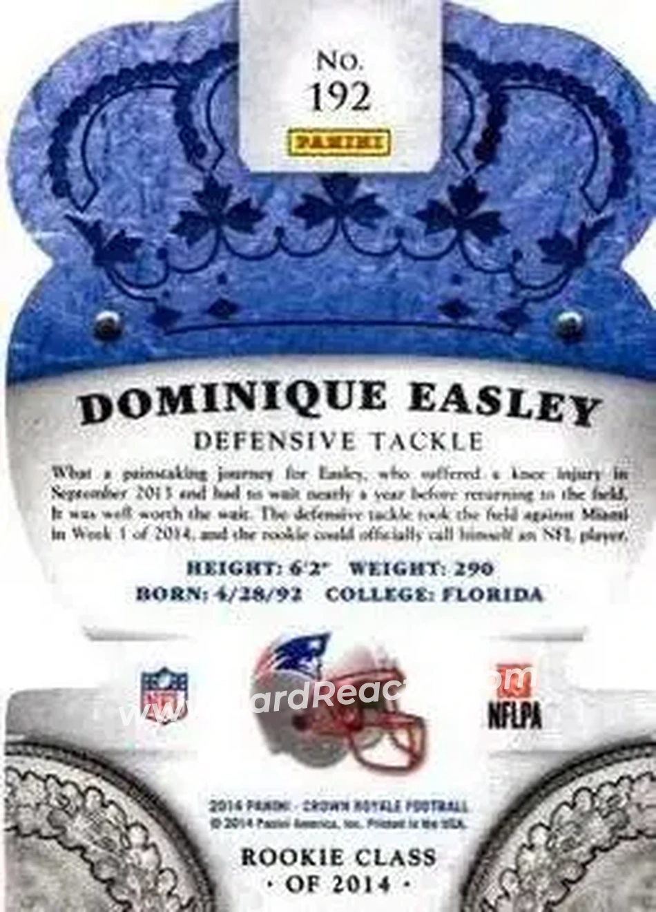 2014 Panini Crown Royale #192 - Dominique Easley - New England Patriots - Back