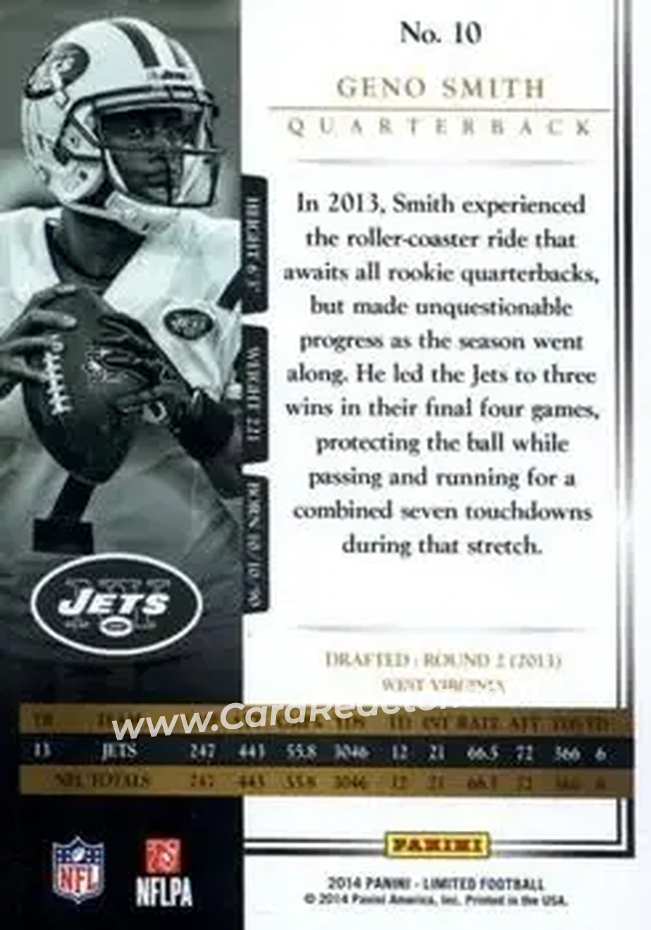 2014 Panini Limited #10 - Geno Smith - New York Jets - Back
