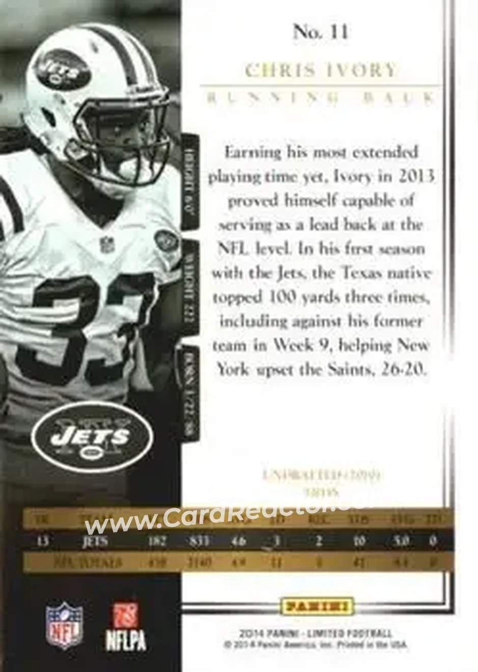 2014 Panini Limited #11 - Chris Ivory - New York Jets - Back