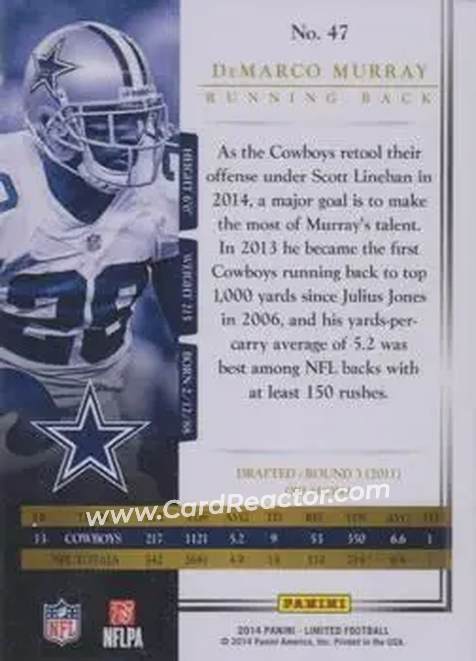 2014 Panini Limited #47 - DeMarco Murray - Dallas Cowboys - Back