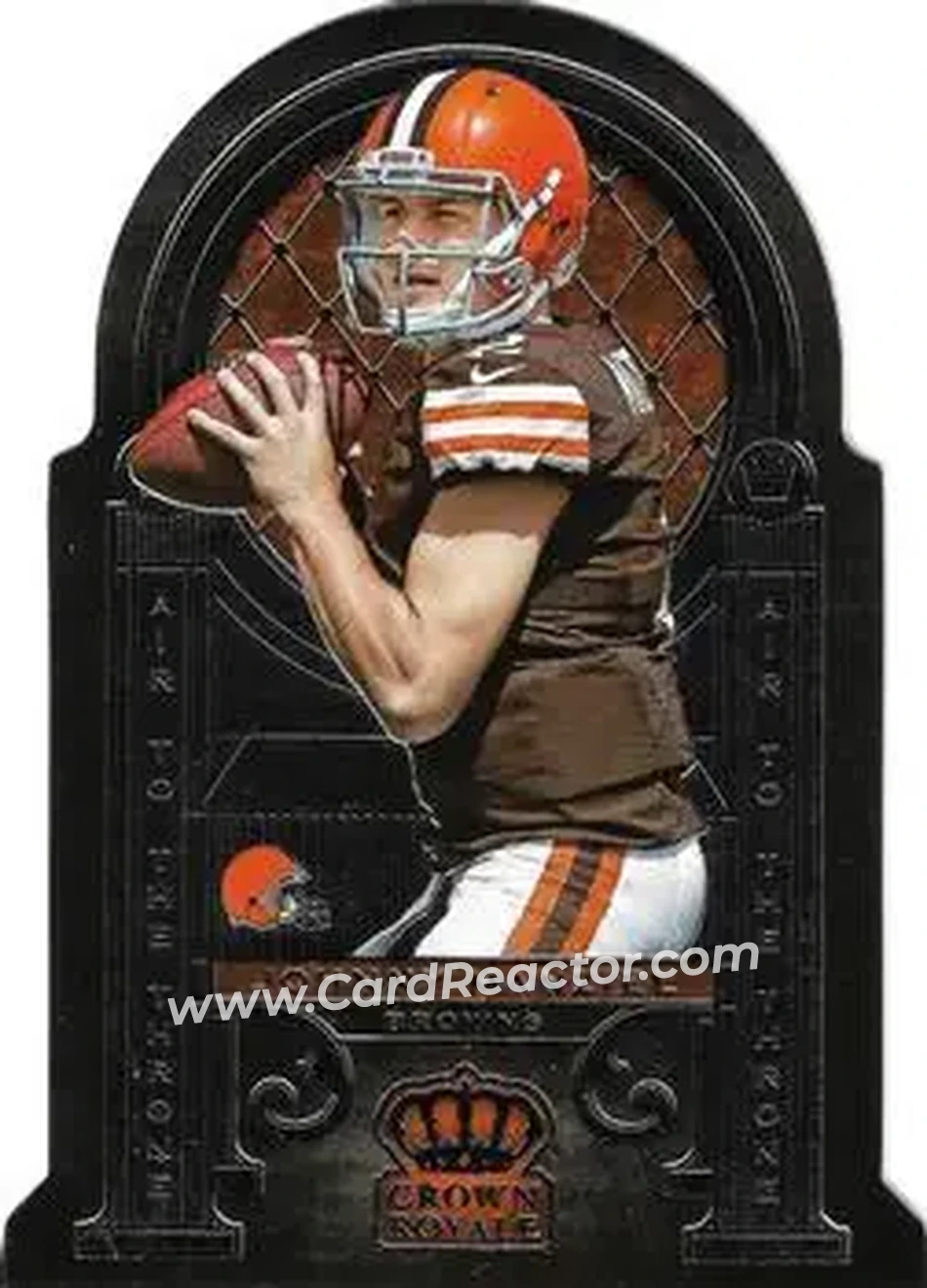 2014 Panini Crown Royale - Air to the Throne #AT2 - Johnny Manziel - Peyton Manning - Cleveland Browns - Denver Broncos - Front