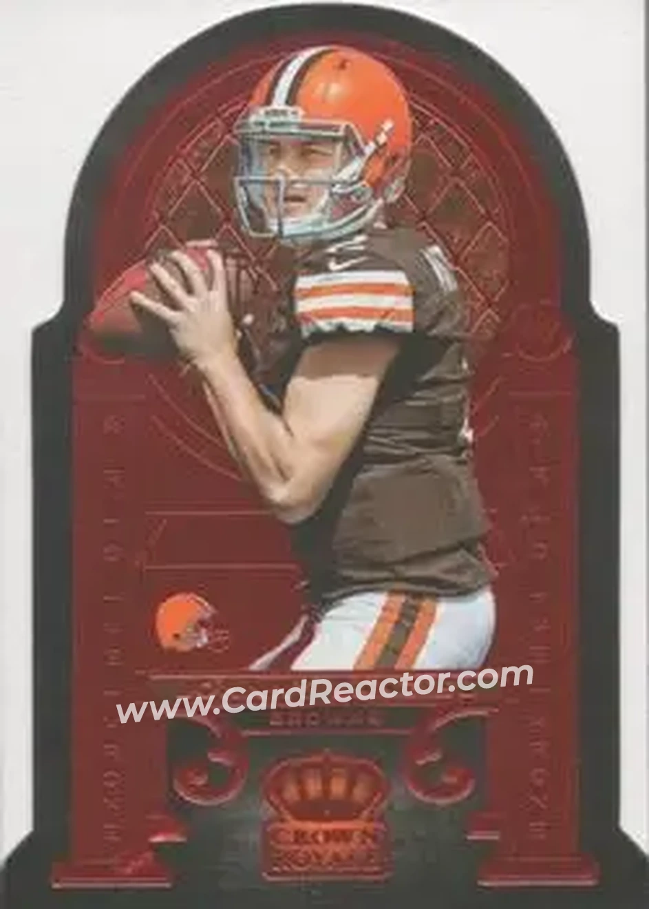 2014 Panini Crown Royale - Air to the Throne Red #AT2 - Johnny Manziel - Peyton Manning - Cleveland Browns - Denver Broncos - Front
