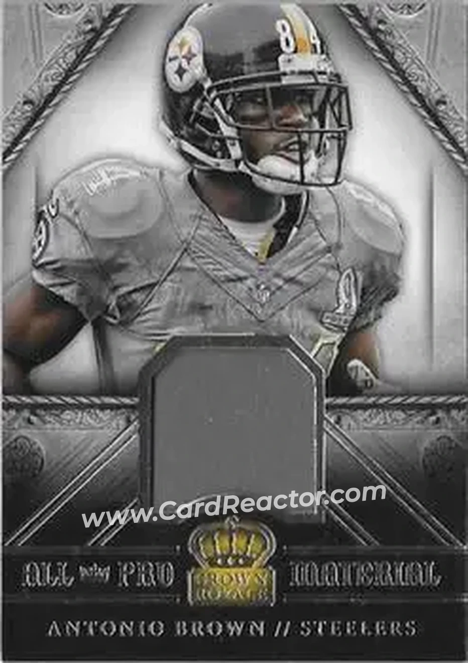 2014 Panini Crown Royale - All-Pro Materials #1 - Antonio Brown - Pittsburgh Steelers - Front 2014 Panini Crown Royale - All-Pro Materials #1 - Antonio Brown - Pittsburgh Steelers - Front