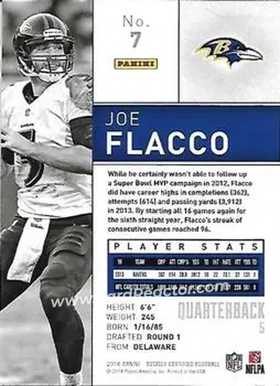 2014 Panini Totally Certified #7 - Joe Flacco - Baltimore Ravens - Back