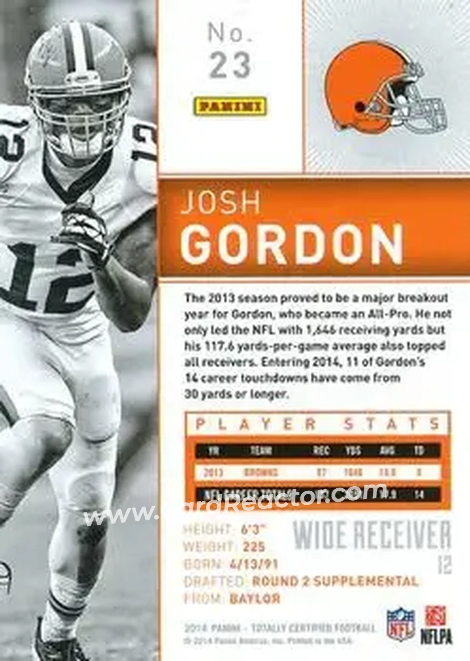 2014 Panini Totally Certified #23 - Josh Gordon - Cleveland Browns - Back