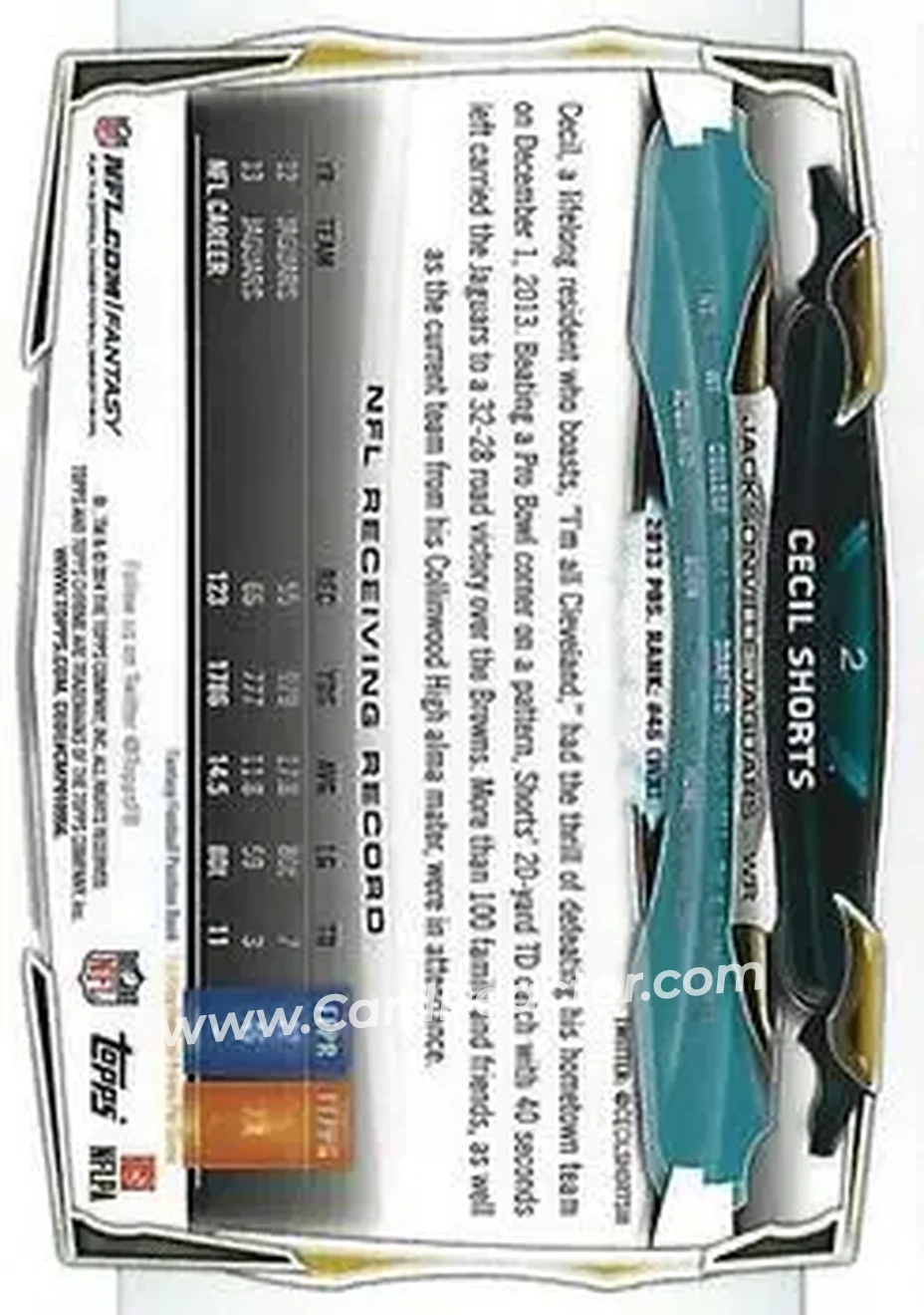 2014 Topps Chrome #2 - Cecil Shorts III - Jacksonville Jaguars - Back