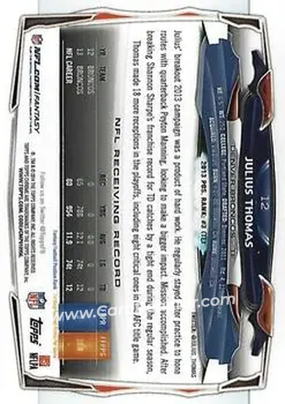 2014 Topps Chrome #12 - Julius Thomas - Denver Broncos - Back