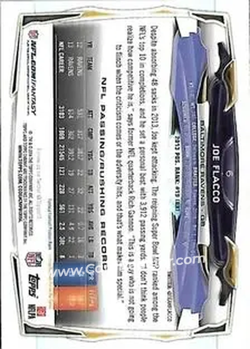 2014 Topps Chrome Mini #6 - Joe Flacco - Baltimore Ravens - Back