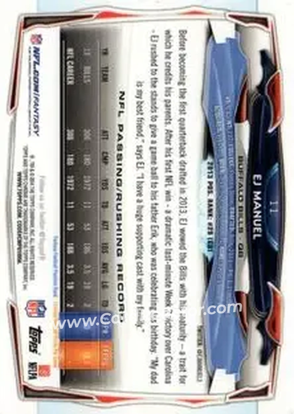 2014 Topps Chrome Mini #11 - EJ Manuel - Buffalo Bills - Back