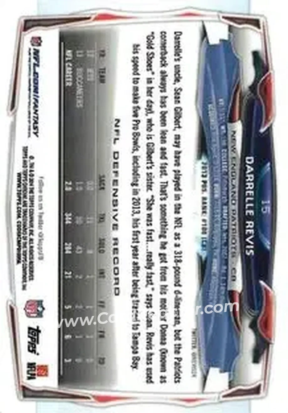 2014 Topps Chrome Mini #15 - Darrelle Revis - New England Patriots - Back