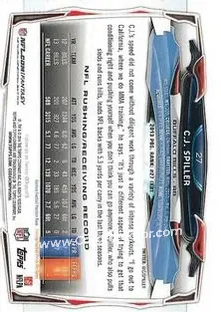 2014 Topps Chrome Mini #27 - C.J. Spiller - Buffalo Bills - Back