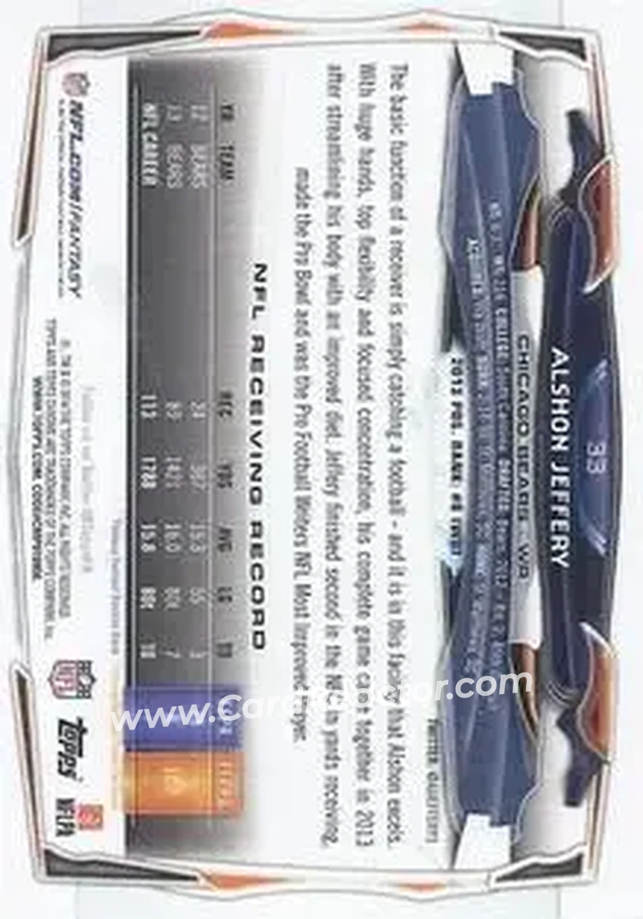 2014 Topps Chrome Mini #33 - Alshon Jeffery - Chicago Bears - Back