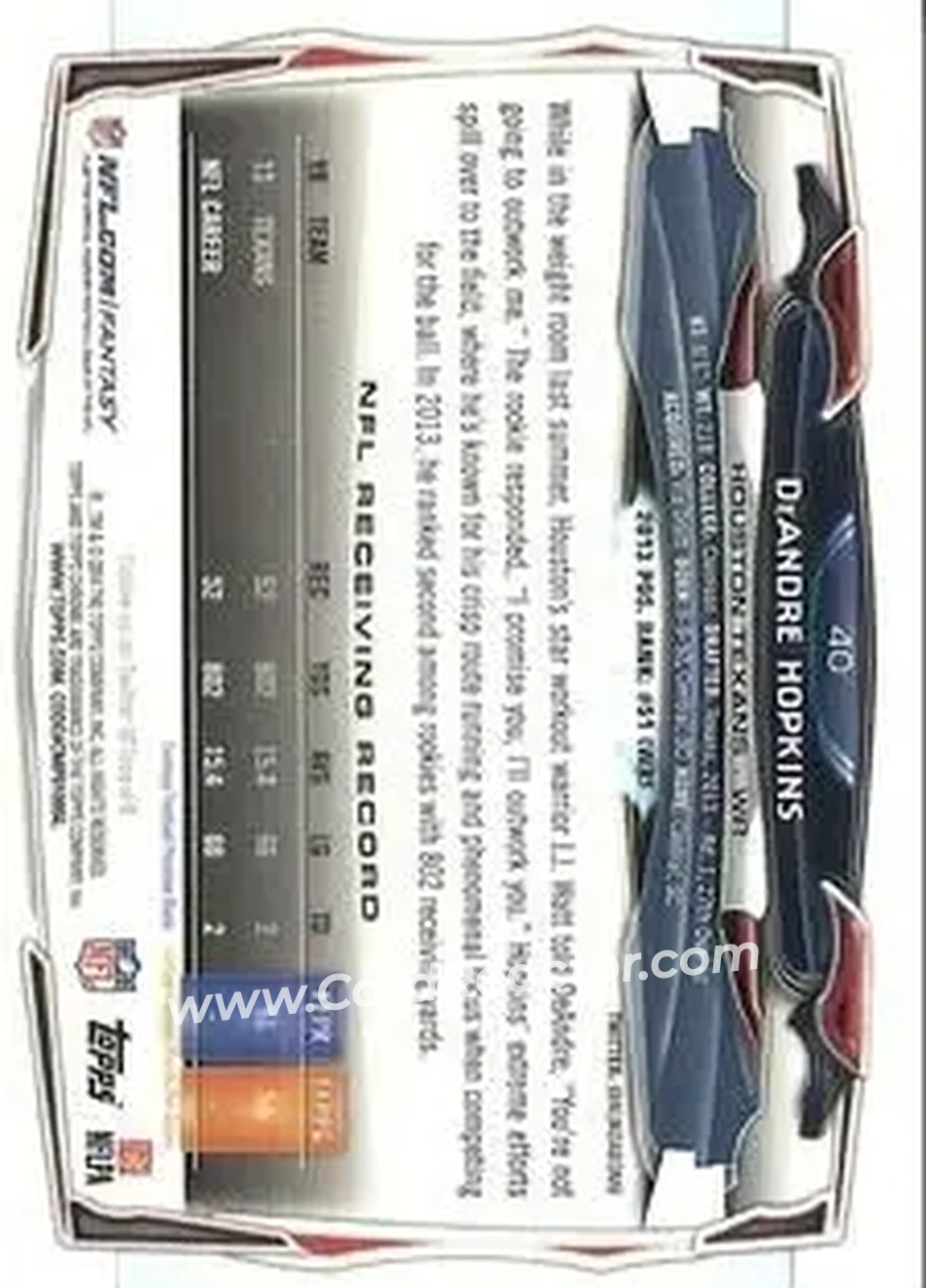 2014 Topps Chrome Mini #40 - DeAndre Hopkins - Houston Texans - Back