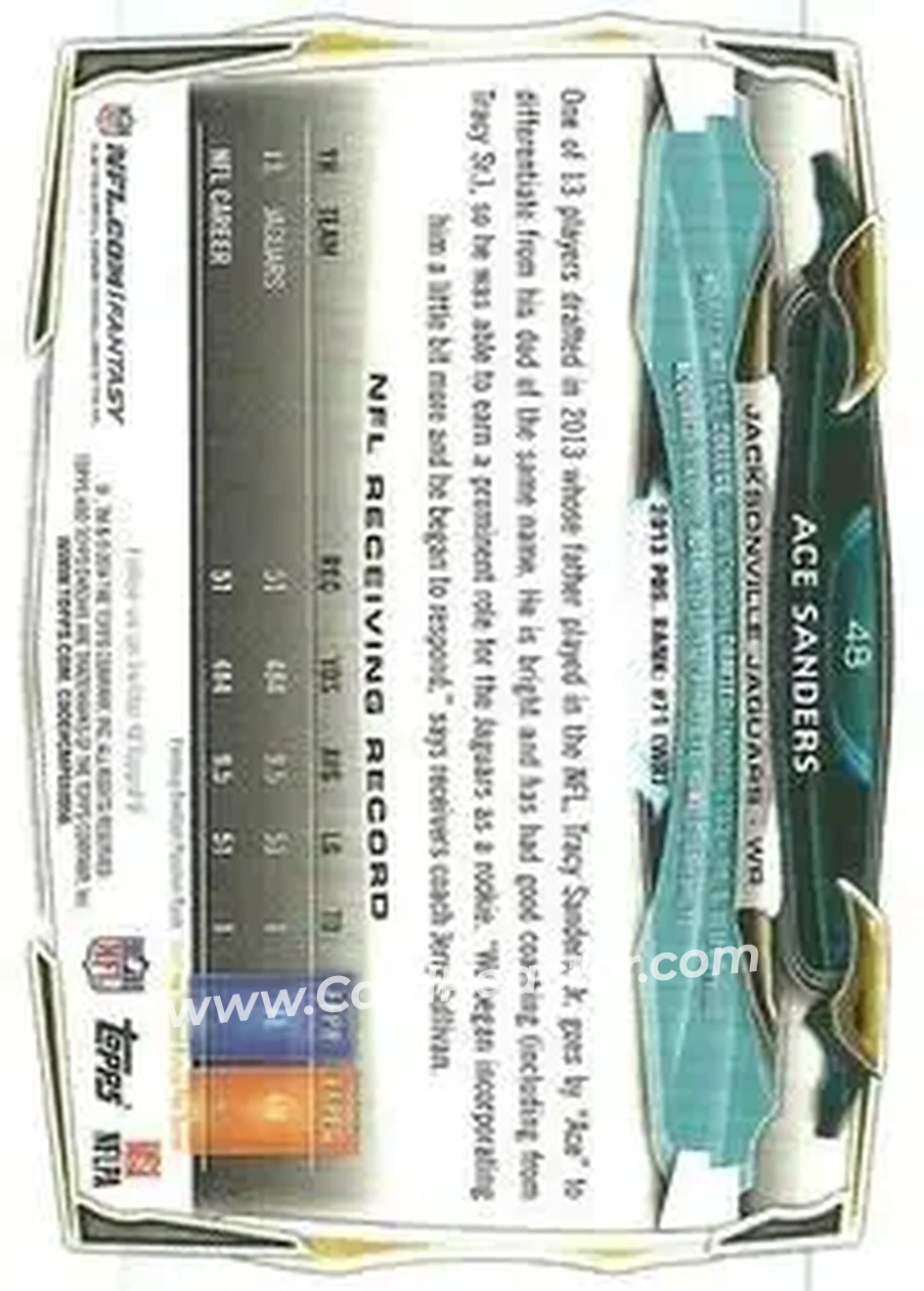2014 Topps Chrome Mini #48 - Ace Sanders - Jacksonville Jaguars - Back