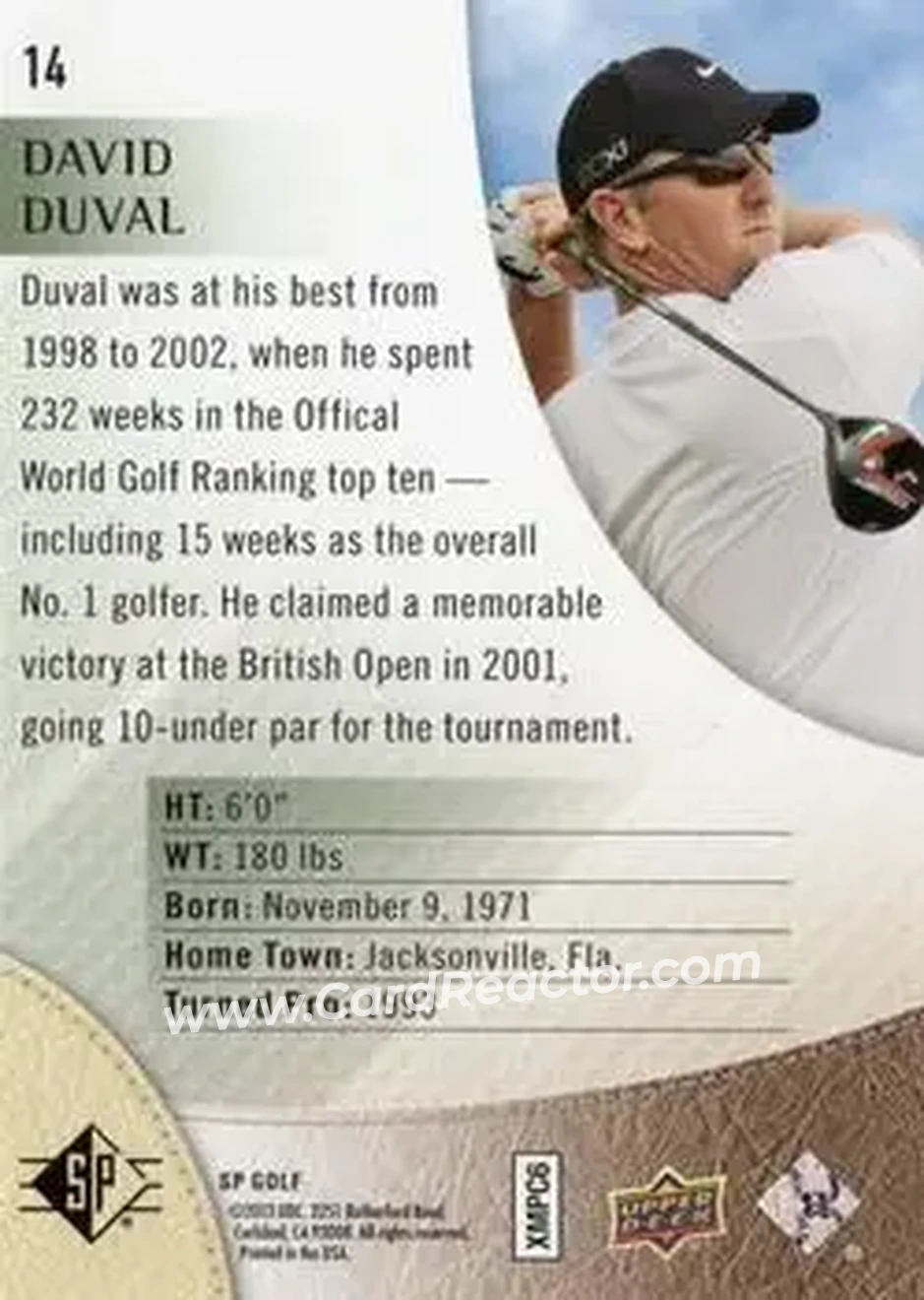 2014 SP #14 - David Duval - Back