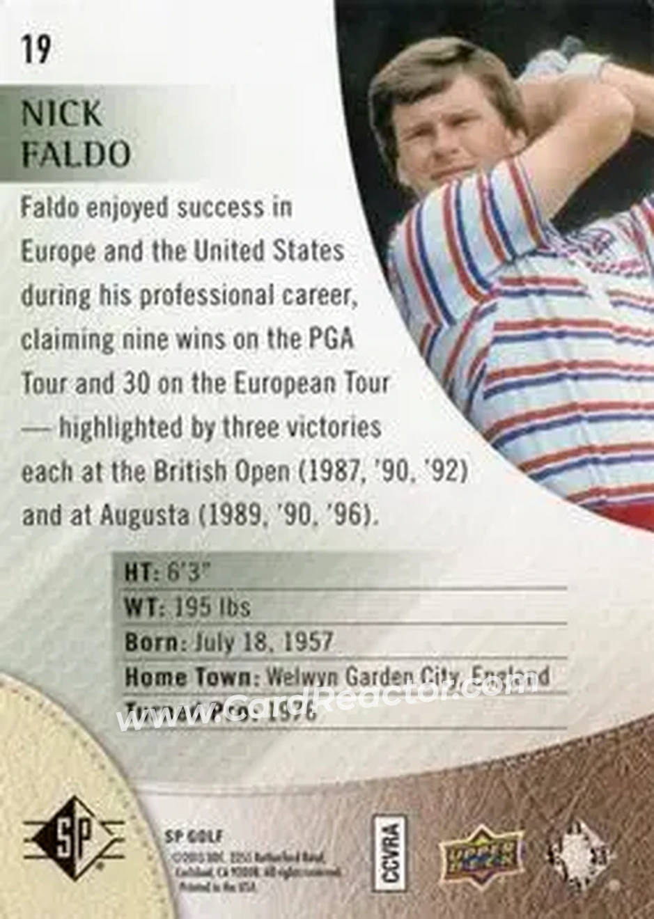 2014 SP #19 - Nick Faldo - Back