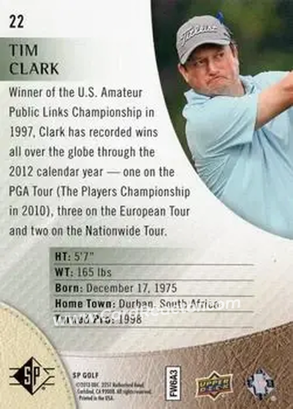 2014 SP #22 - Tim Clark - Back
