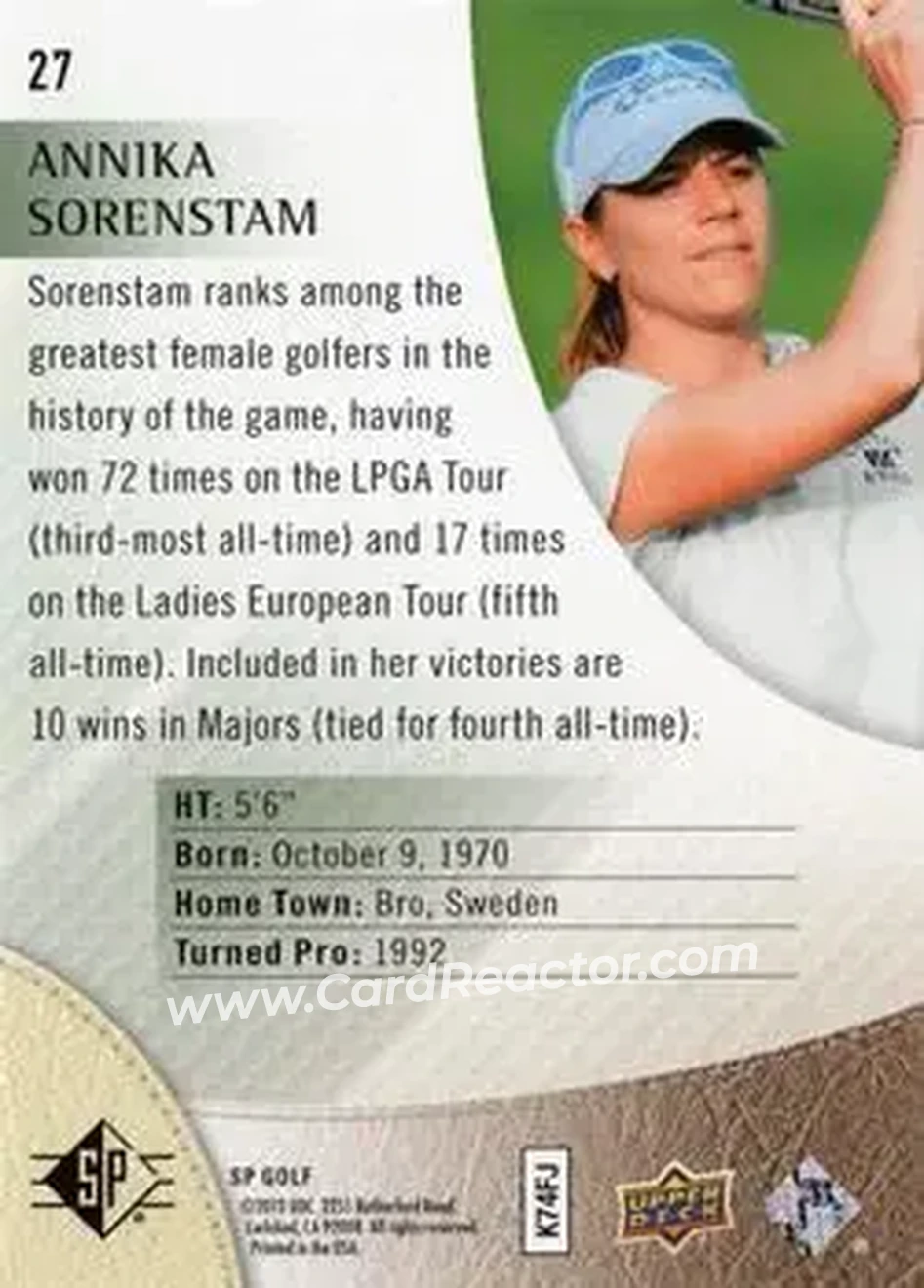 2014 SP #27 - Annika Sorenstam - Back