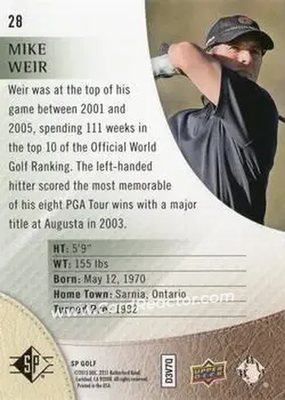 2014 SP #28 - Mike Weir - Back