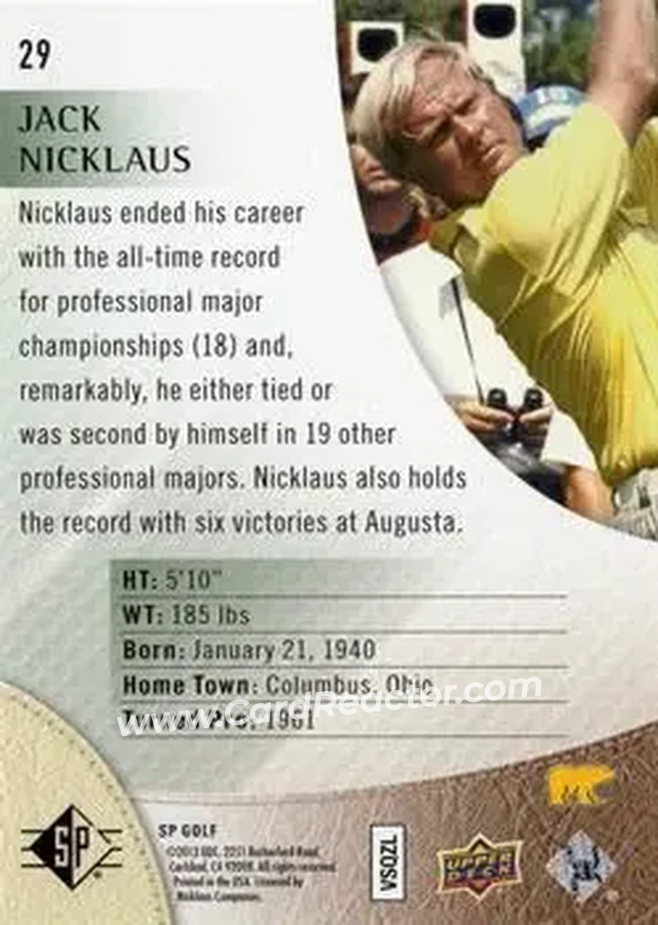 2014 SP #29 - Jack Nicklaus - Back