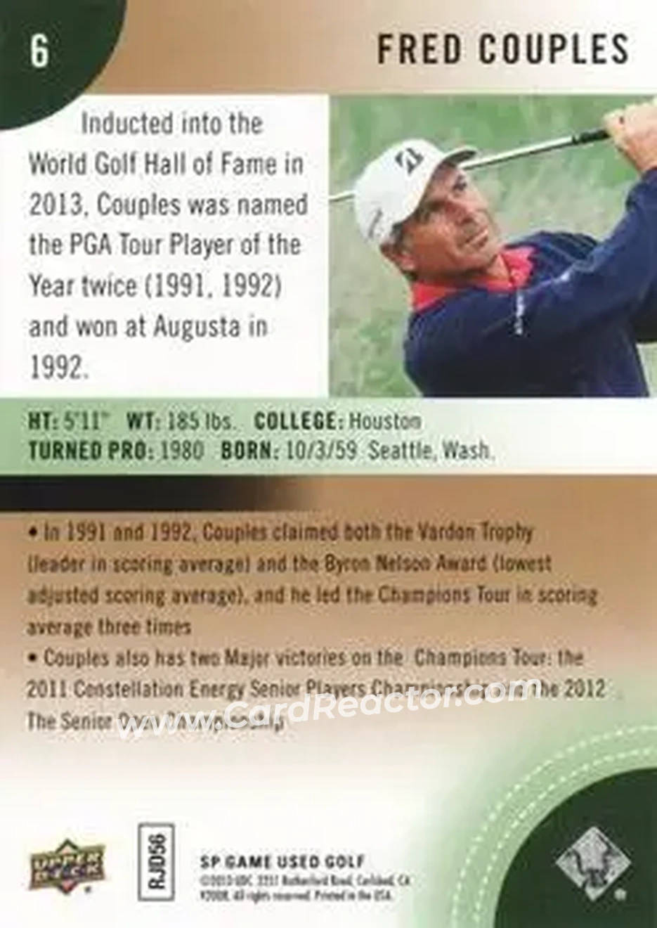 2014 SP Game Used #6 - Fred Couples - Back