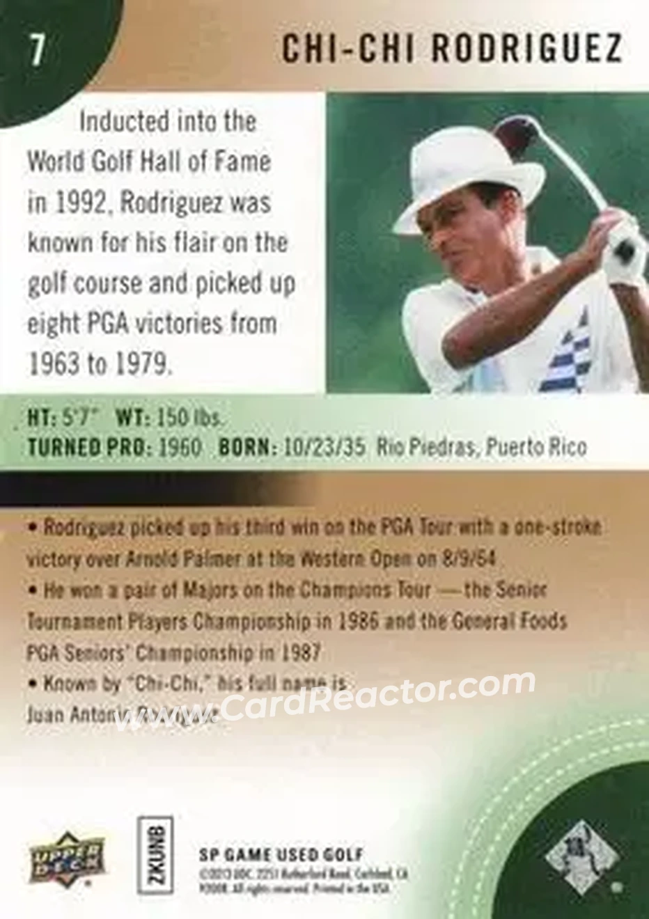 2014 SP Game Used #7 - Chi Chi Rodriguez - Back