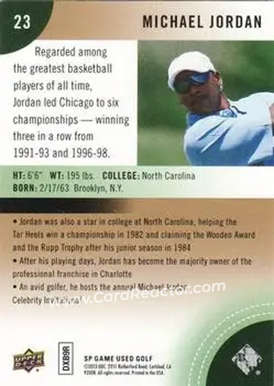 2014 SP Game Used #23 - Michael Jordan - Back