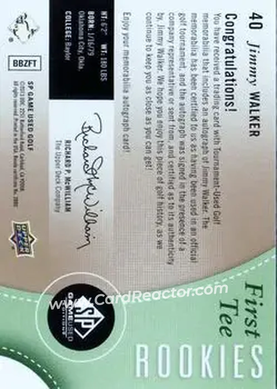 2014 SP Game Used #40 - Jimmy Walker - Back