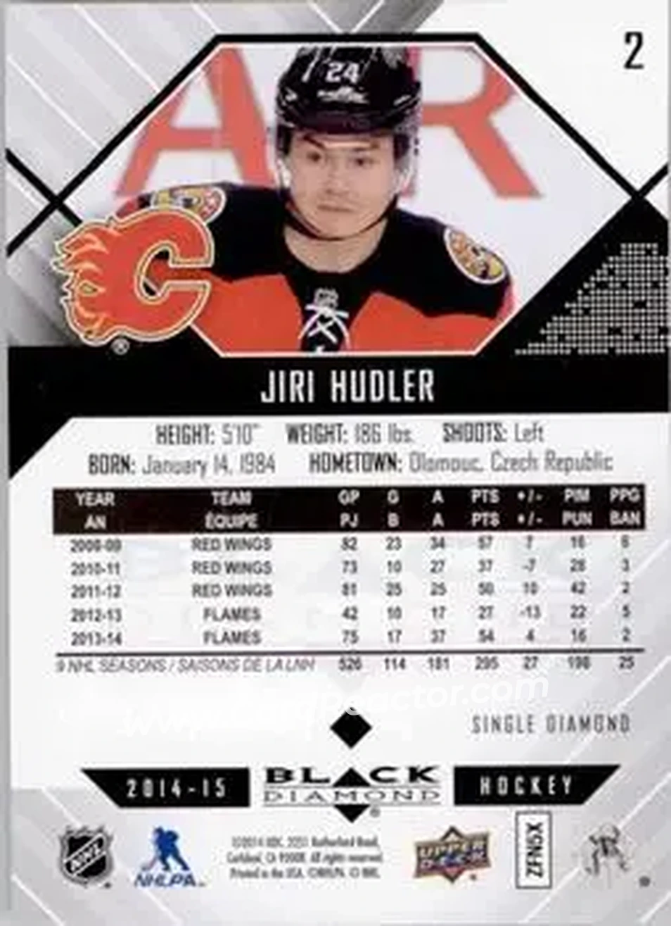 2014-15 Upper Deck Black Diamond #2 - Jiri Hudler - Calgary Flames - Back
