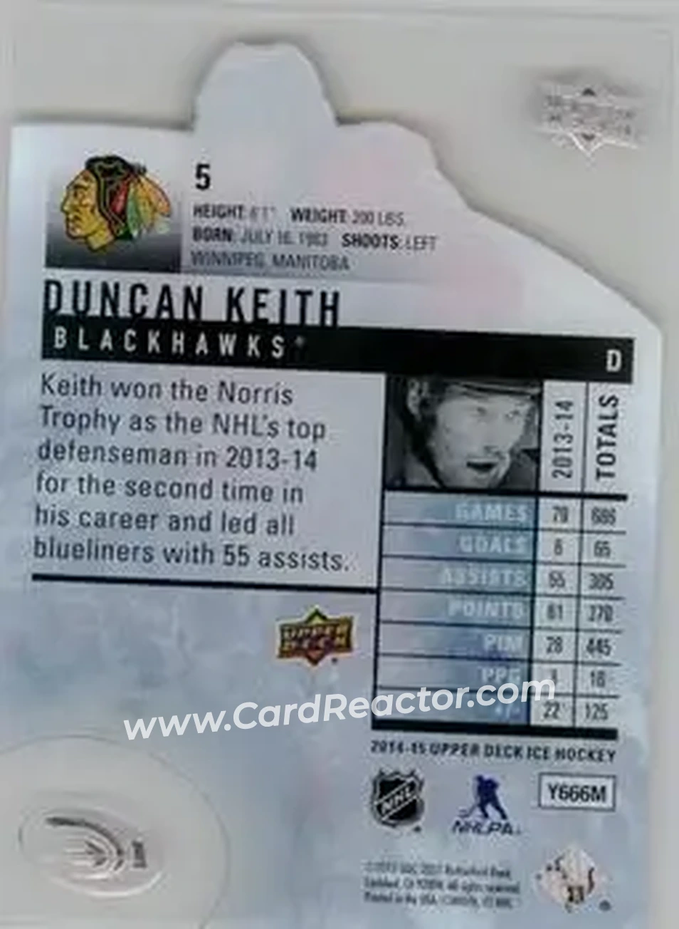 2014-15 Upper Deck Ice #5 - Duncan Keith - Chicago Blackhawks - Back