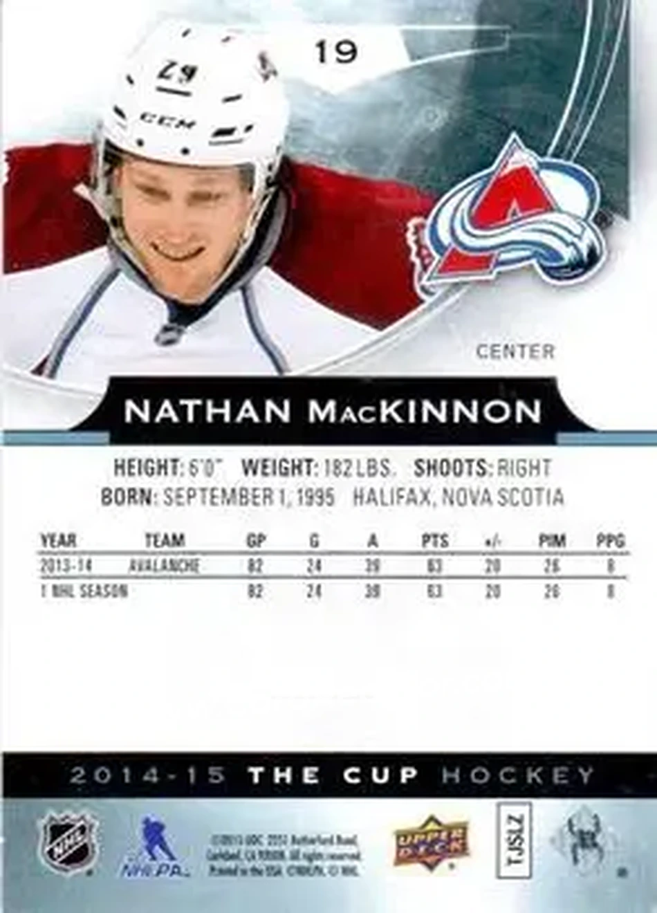 2014-15 Upper Deck The Cup #19 - Nathan MacKinnon - Colorado Avalanche - Back