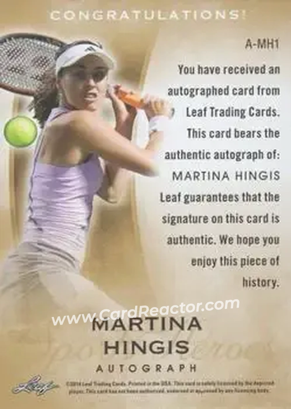 2014 Leaf Q #A-MH1 - Martina Hingis - Back 2014 Leaf Q #A-MH1 - Martina Hingis - Back