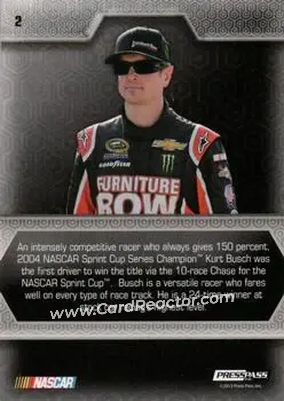 2014 Press Pass Five Star #2 - Kurt Busch - Furniture Row Racing - Back