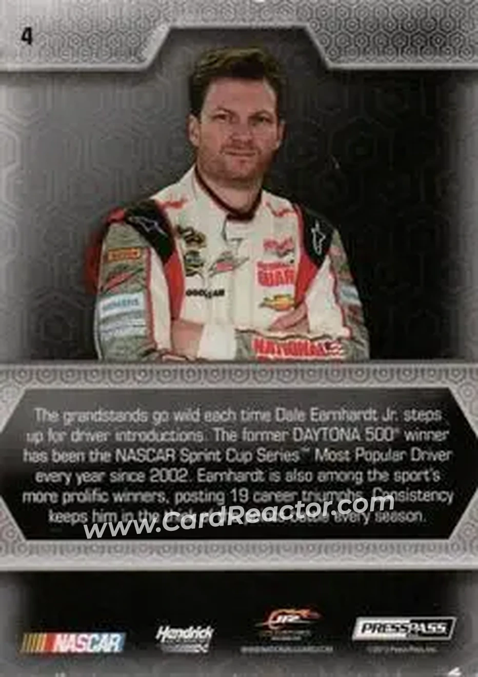 2014 Press Pass Five Star #4 - Dale Earnhardt Jr - Hendrick Motorsports - Back