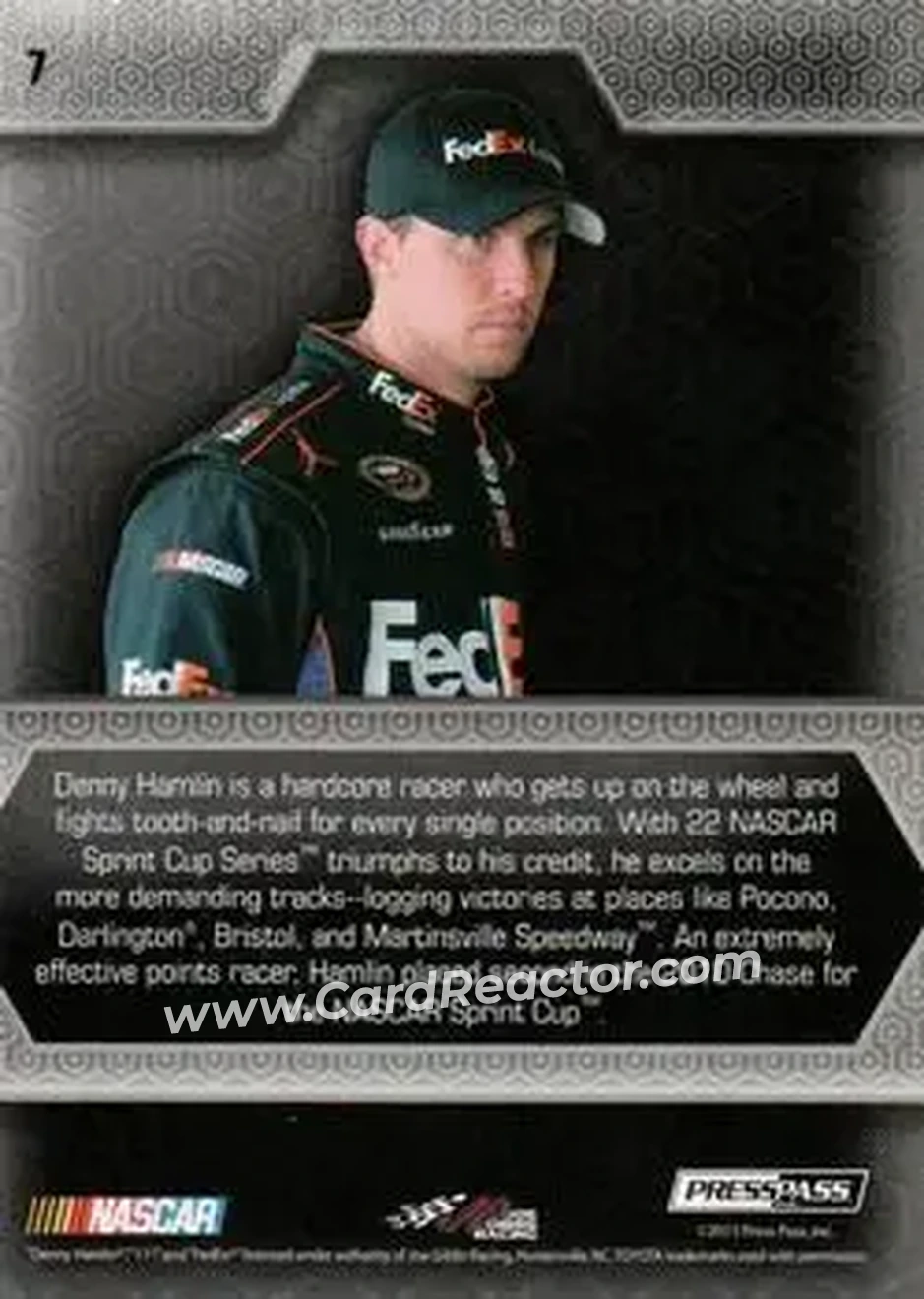 2014 Press Pass Five Star #7 - Denny Hamlin - Joe Gibbs Racing - Back