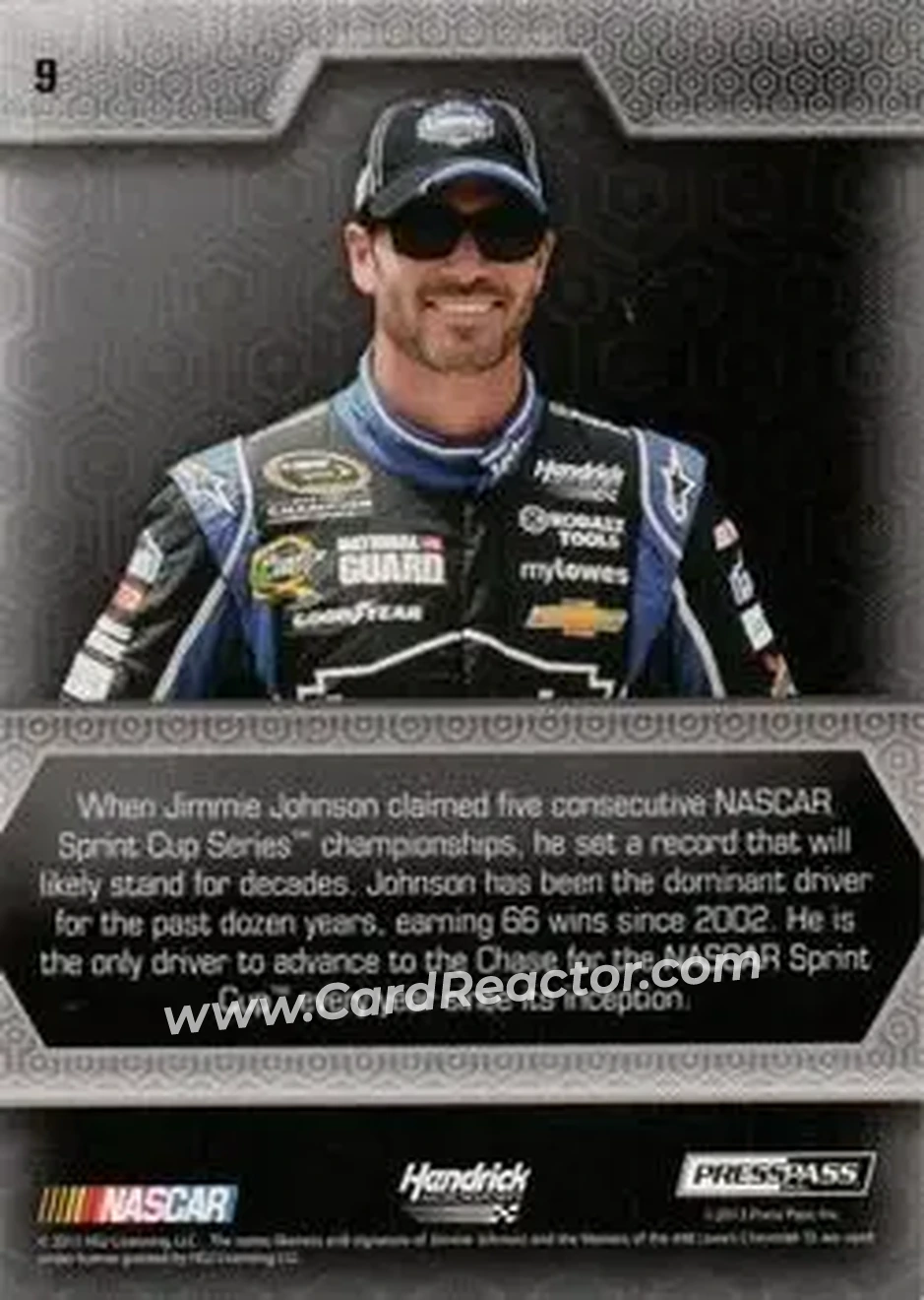 2014 Press Pass Five Star #9 - Jimmie Johnson - Hendrick Motorsports - Back