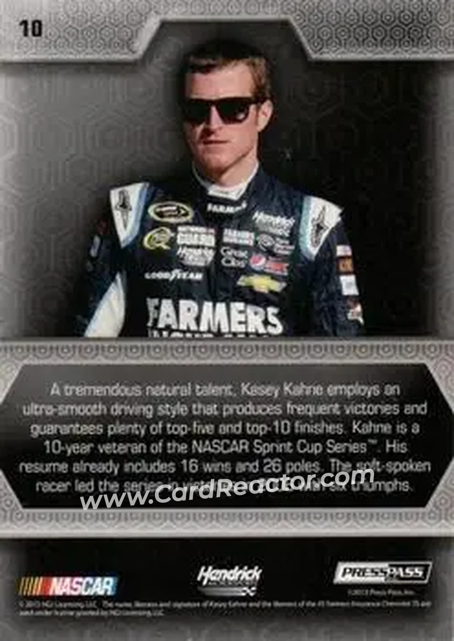 2014 Press Pass Five Star #10 - Kasey Kahne - Hendrick Motorsports - Back