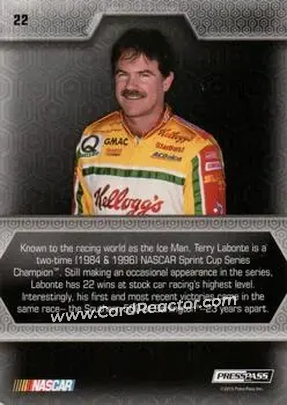 2014 Press Pass Five Star #22 - Terry Labonte - Hendrick Motorsports - Back