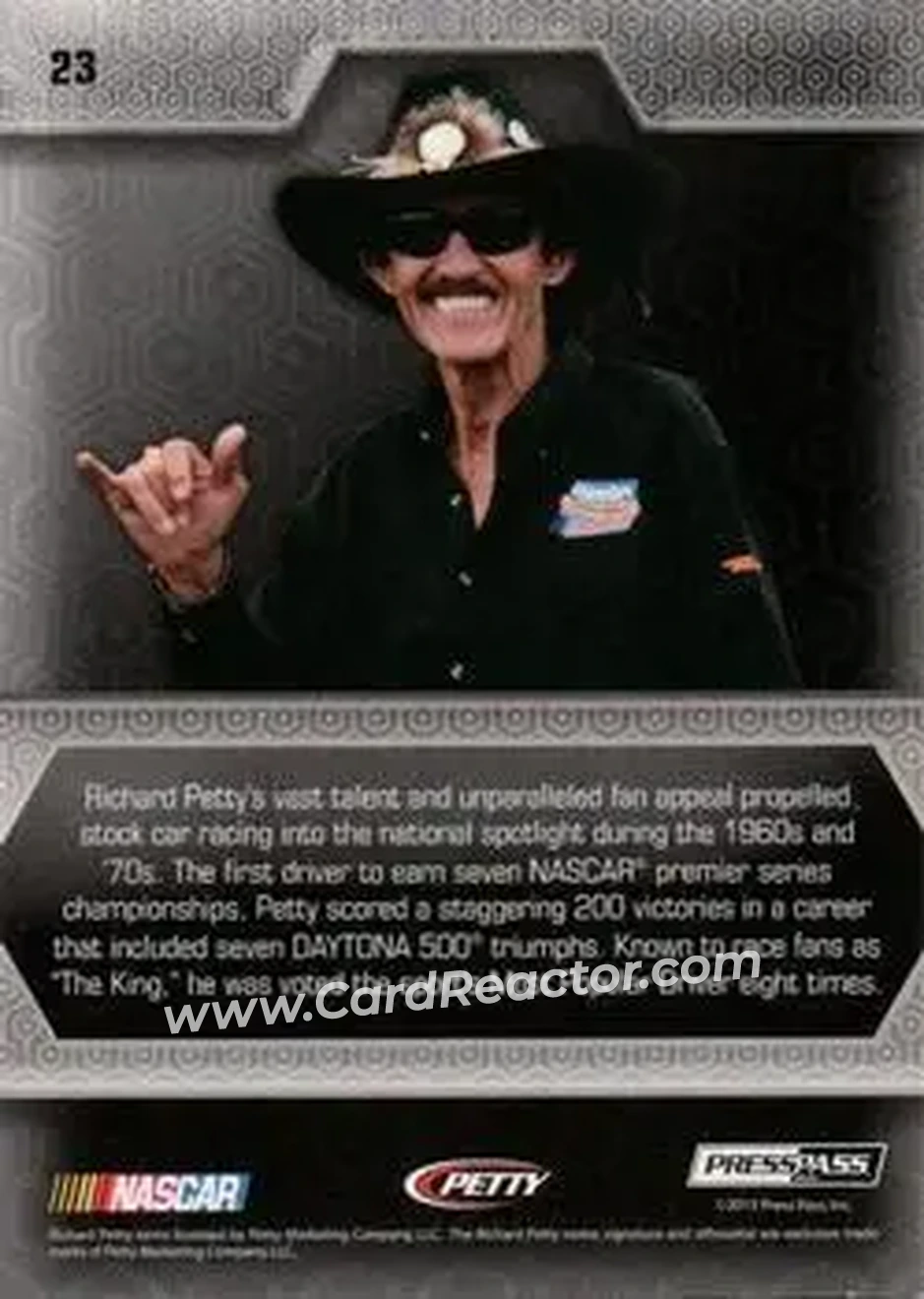 2014 Press Pass Five Star #23 - Richard Petty - Petty Enterprises - Back